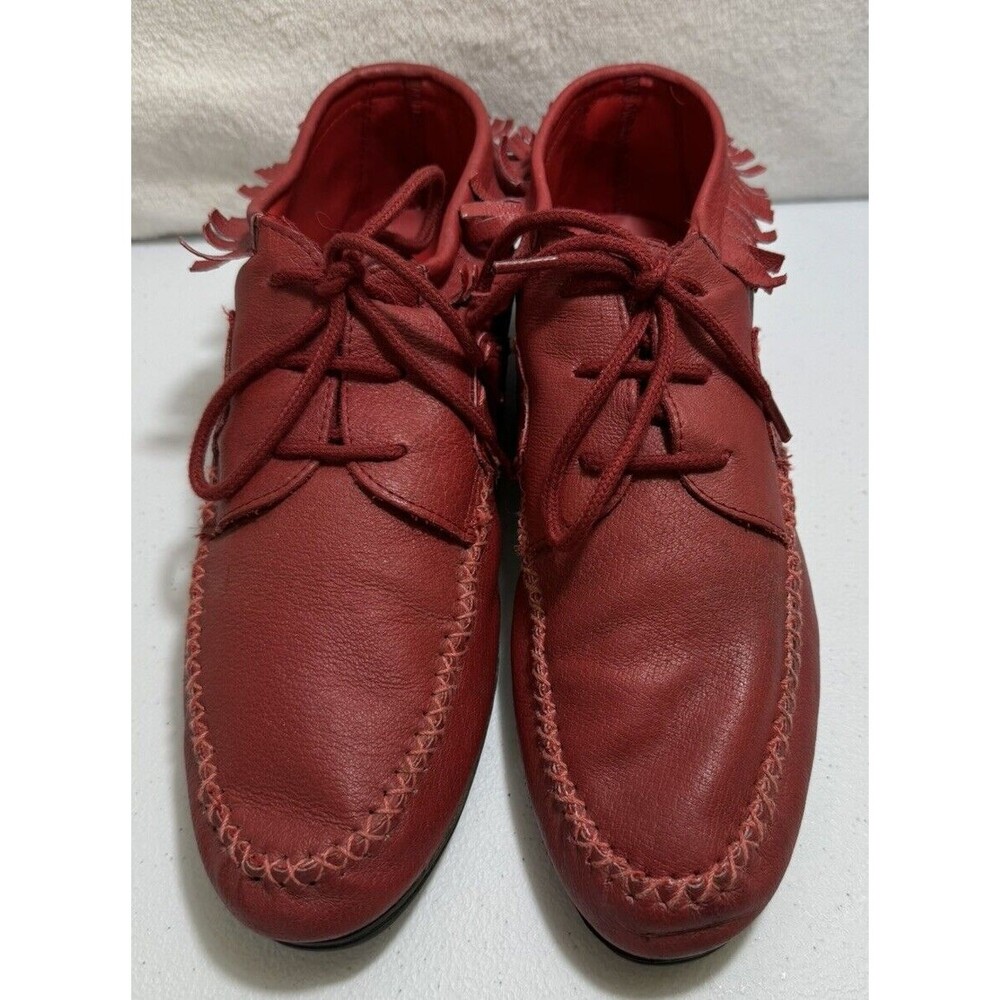 Women’s Lace-Up Fringe Moccasin Boots - Red